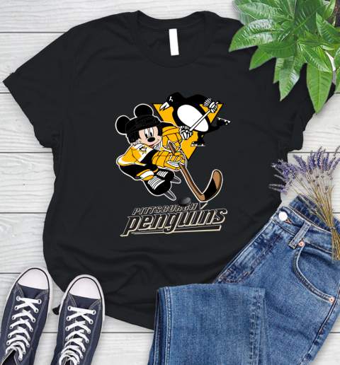 NHL Pittsburgh Penguins Mickey Mouse Disney Hockey T Shirt Women's T-Shirt 2