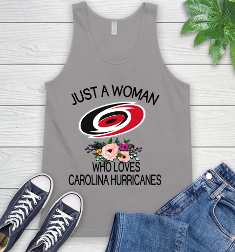 NHL Just A Woman Who Loves Carolina Hurricanes Hockey Sports Tank Top 2