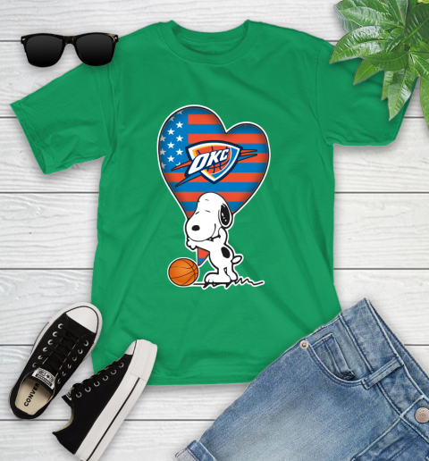 Oklahoma City Thunder NBA Basketball The Peanuts Movie Adorable Snoopy Youth T-Shirt 6