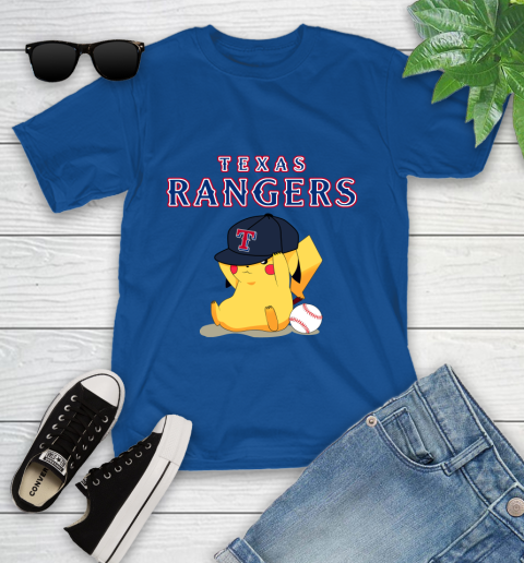 MLB Pikachu Baseball Sports Texas Rangers Youth T-Shirt 9