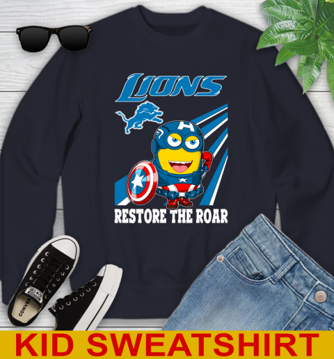 NFL Football Detroit Lions Captain America Marvel Avengers Minion Shirt Youth Sweatshirt 2