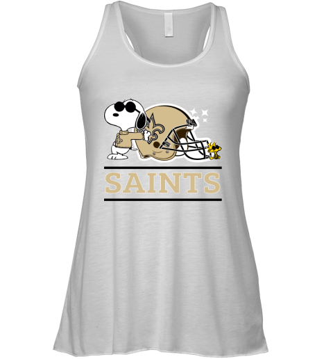 The New Orleans Saints Joe Cool And Woodstock Snoopy Mashup Racerback Tank