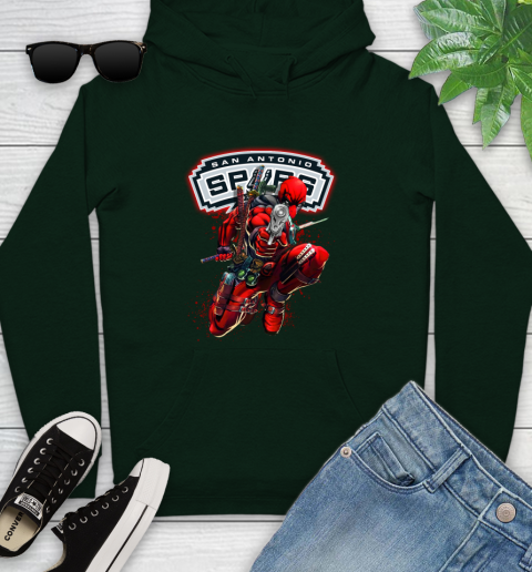 NBA Deadpool Marvel Comics Sports Basketball San Antonio Spurs Youth Hoodie 13