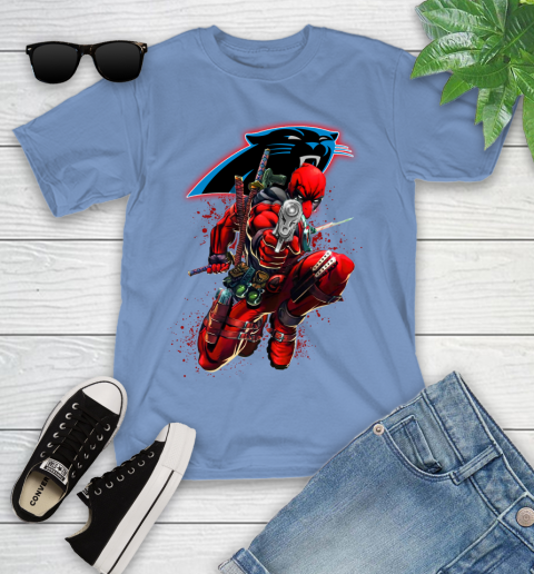 NFL Deadpool Marvel Comics Sports Football Carolina Panthers Youth T-Shirt 11