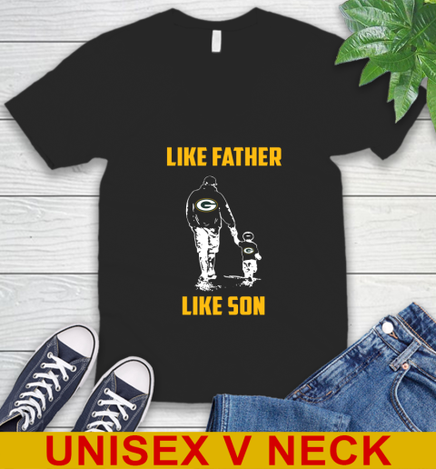 Green Bay Packers NFL Football Like Father Like Son Sports V-Neck T-Shirt