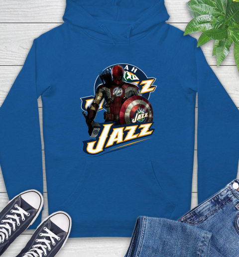 Utah Jazz NBA Basketball Captain America Thor Spider Man Hawkeye Avengers Hoodie 9
