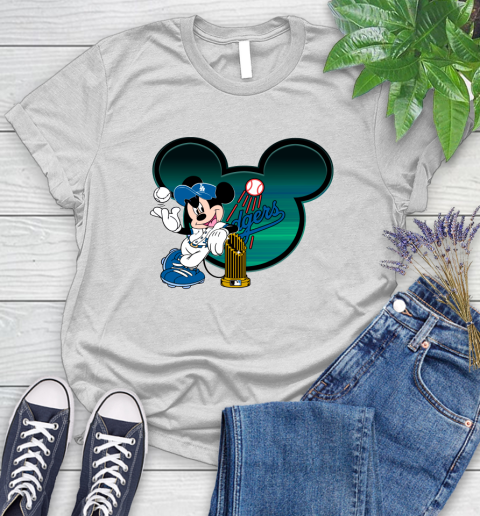 MLB Los Angeles Dodgers The Commissioner's Trophy Mickey Mouse Disney Women's T-Shirt