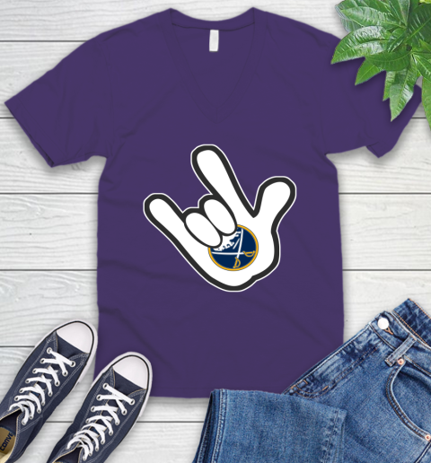 Buffalo Sabres NHL Hockey Mickey Rock Hand Disney V-Neck T-Shirt 10