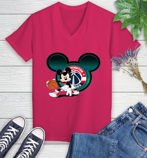 NBA Washington Wizards Mickey Mouse Disney Basketball Women's V-Neck T-Shirt 9