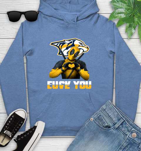 NHL Nashville Predators Deadpool Love You Fuck You Hockey Sports Youth Hoodie 13