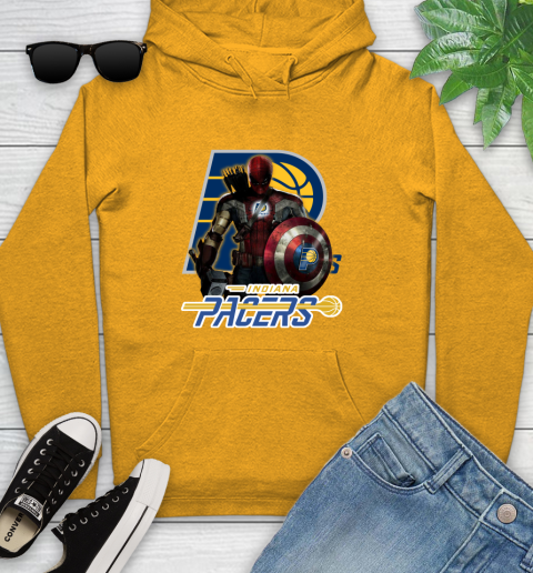 Indiana Pacers NBA Basketball Captain America Thor Spider Man Hawkeye Avengers Youth Hoodie 3