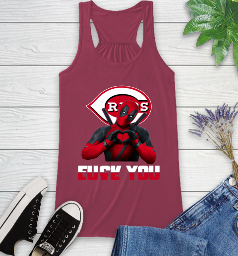 MLB Cincinnati Reds Deadpool Love You Fuck You Baseball Sports Racerback Tank 7