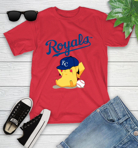 MLB Pikachu Baseball Sports Kansas City Royals Youth T-Shirt 10