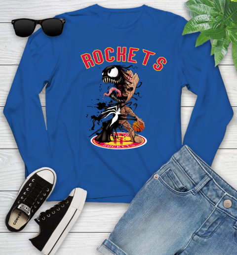 NBA Houston Rockets Basketball Venom Groot Guardians Of The Galaxy Youth Long Sleeve 9