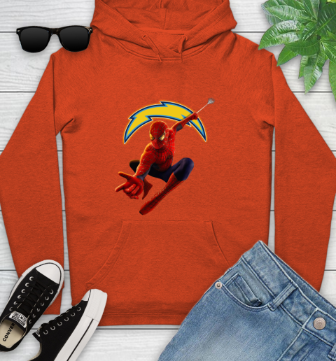 NFL Spider Man Avengers Endgame Football Los Angeles Chargers Youth Hoodie 5