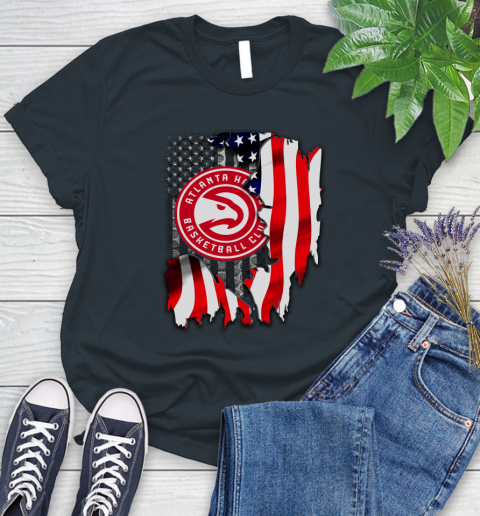 Atlanta Hawks NBA Basketball American Flag Women's T-Shirt 8