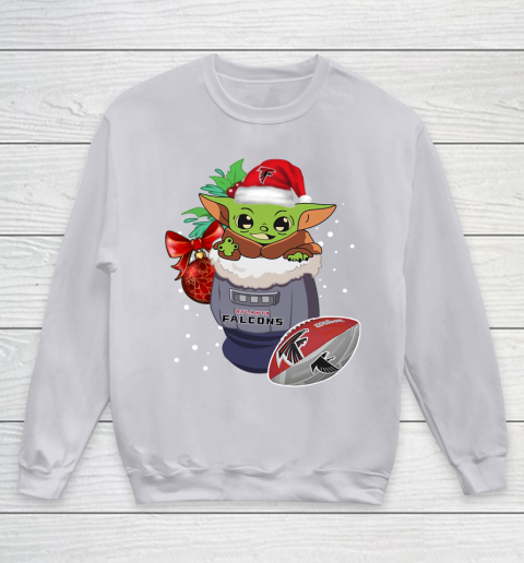 Atlanta Falcons Christmas Baby Yoda Star Wars Funny Happy NFL Youth Sweatshirt 4
