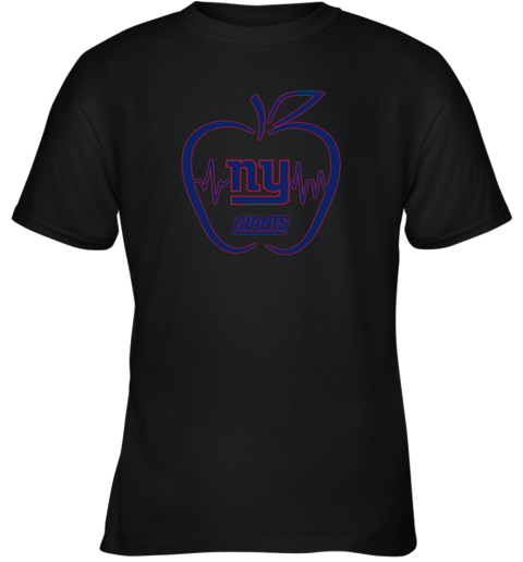 Apple Heartbeat Teacher Symbol New York Giants Youth T-Shirt