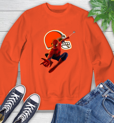 NFL Spider Man Avengers Endgame Football Cleveland Browns Sweatshirt 4