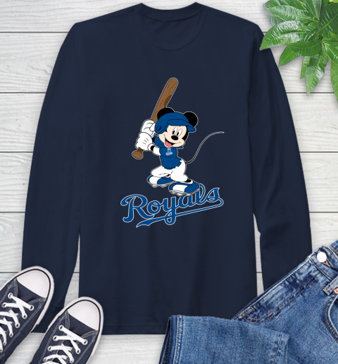 MLB Baseball Kansas City Royals Cheerful Mickey Mouse Shirt Long Sleeve T-Shirt 4