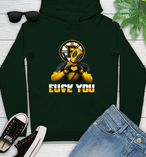 NHL Boston Bruins Deadpool Love You Fuck You Hockey Sports Youth Hoodie 14