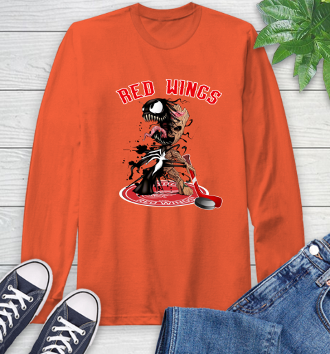 NHL Detroit Red Wings Hockey Venom Groot Guardians Of The Galaxy Long Sleeve T-Shirt 5