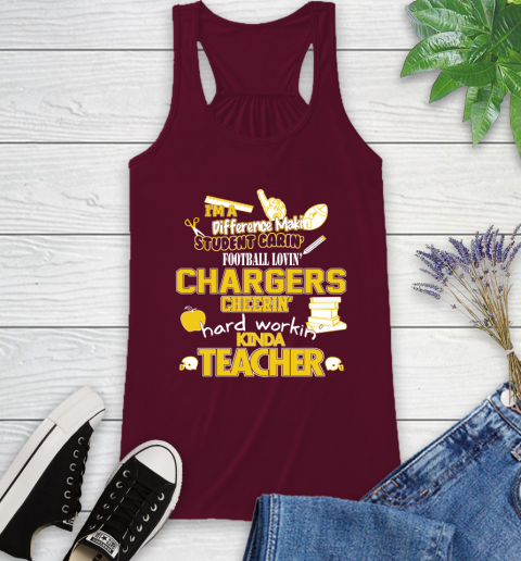 Los Angeles Chargers NFL I'm A Difference Making Student Caring Football Loving Kinda Teacher Racerback Tank 2