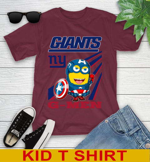 NFL Football New York Giants Captain America Marvel Avengers Minion Shirt Youth T-Shirt 5