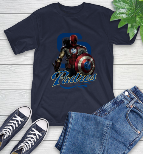 MLB Captain America Thor Spider Man Hawkeye Avengers Endgame Baseball San Diego Padres T-Shirt 4