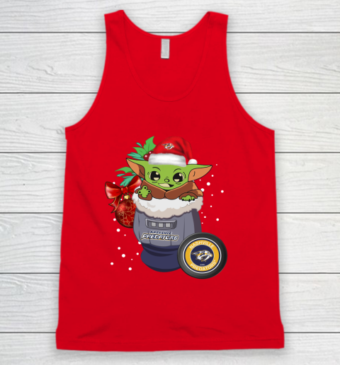 Nashville Predators Christmas Baby Yoda Star Wars Funny Happy NHL Tank Top 6