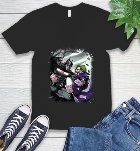 St.Louis Cardinals MLB Baseball Batman Fighting Joker DC Comics V-Neck T-Shirt 2