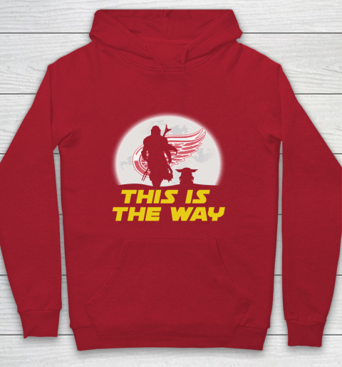 Detroit Red Wings NHL Ice Hockey Star Wars Yoda And Mandalorian This Is The Way Youth Hoodie 7