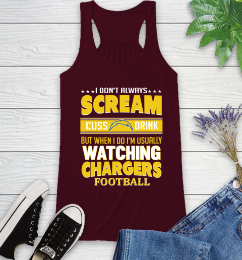 San Diego Chargers NFL Football I Scream Cuss Drink When I'm Watching My Team Racerback Tank 2