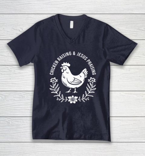 Chicken Raising & Jesus Praising V-Neck T-Shirt 2
