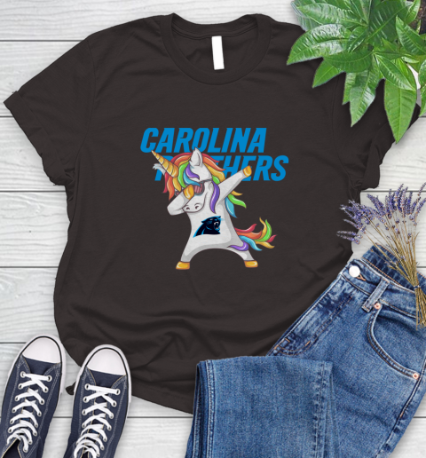Carolina Panthers NFL Football Funny Unicorn Dabbing Sports Women's T-Shirt 8