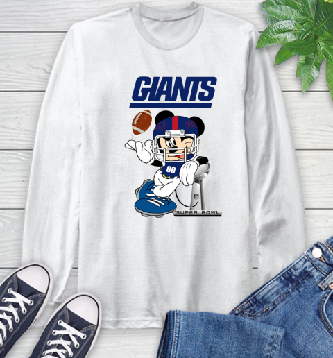 NFL newyork giants Mickey Mouse Disney Super Bowl Football T Shirt Long Sleeve T-Shirt