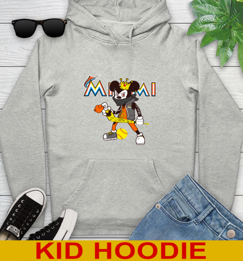 Miami Marlins MLB Baseball Mickey Peace Sign Sports Youth Hoodie