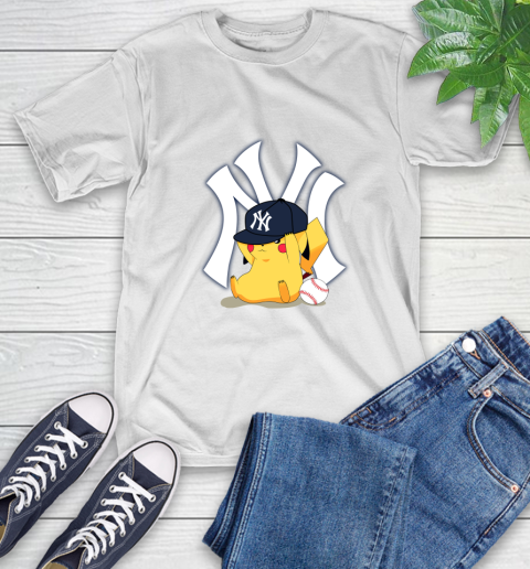 MLB Pikachu Baseball Sports New York Yankees T-Shirt
