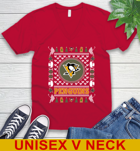 Pittsburgh Penguins Merry Christmas NHL Hockey Loyal Fan V-Neck T-Shirt 6