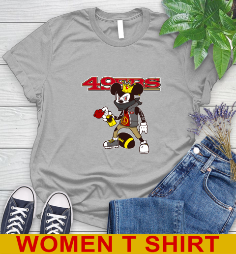 San Francisco 49ers NFL Football Mickey Peace Sign Sports Women's T-Shirt - Image 6
