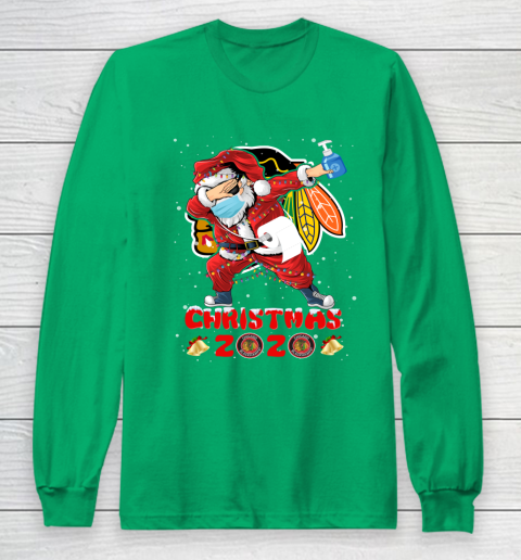 Chicago Blackhawks Funny Santa Claus Dabbing Christmas 2020 NHL Long Sleeve T-Shirt 4