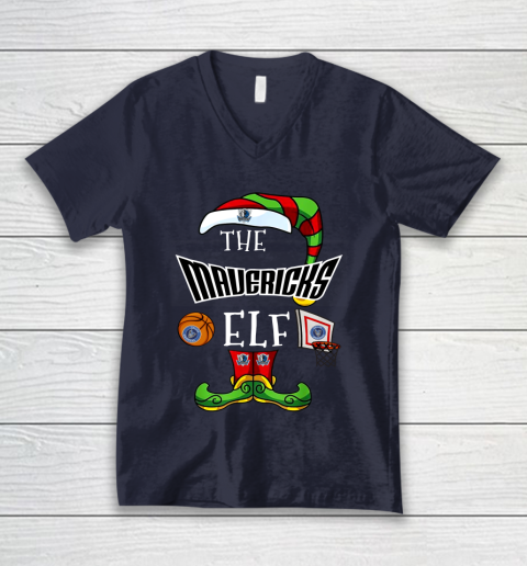 Dallas Mavericks Christmas ELF Funny NBA V-Neck T-Shirt 2