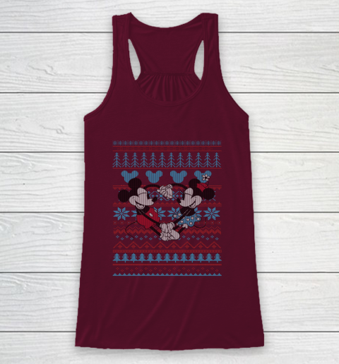 Disney Mickey And Minnie Mouse Christmas Ugly Sweater Style Racerback Tank 2