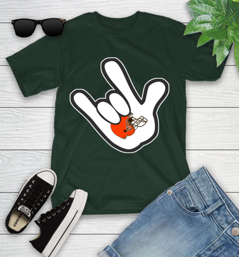 Cleveland Browns NFL Football Mickey Rock Hand Disney Youth T-Shirt 5