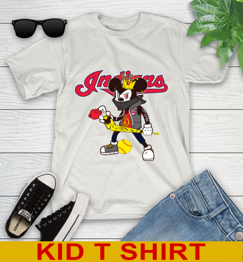 Cleveland Indians MLB Baseball Mickey Peace Sign Sports Youth T-Shirt 12
