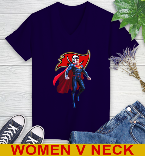 NFL Superman DC Sports Football Tampa Bay Buccaneers Women's V-Neck T-Shirt 4