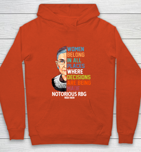 Notorious RBG 1933  2020 Women Belong In All Places Ruth Bader Ginsburg Youth Hoodie 3