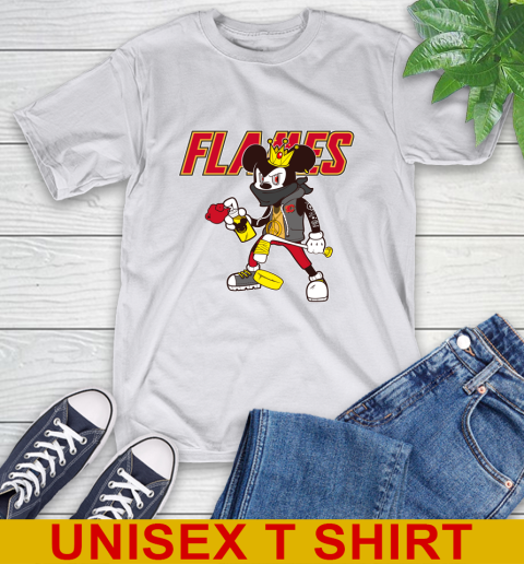 Calgary Flames NHL Hockey Mickey Peace Sign Sports T-Shirt 12