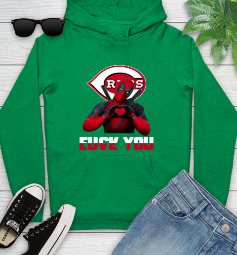 MLB Cincinnati Reds Deadpool Love You Fuck You Baseball Sports Youth Hoodie 9