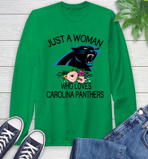 NFL Just A Woman Who Loves Carolina Panthers Football Sports Long Sleeve T-Shirt 5